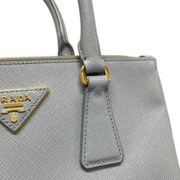 Auth PRADA Galleria Mini Bag - Light Blue Leather Tote Bag - Picture 6 of 16